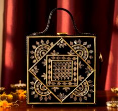 Black Mandala Lippan Art Handcrafted Square Sling Bag